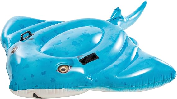 Intex Inflatable Float, 145 x 185 cm, Stripe Design, Includes Repair Patch, Mat with 2 Handles, with 2 Air Chambers, Pool Mats, Inflatable Beach, Water Toy (57576)