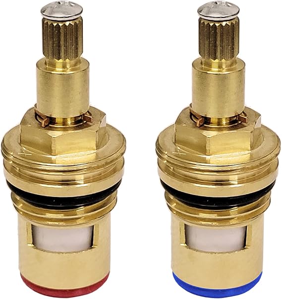 Tap Valves Replacement Brass Ceramic Disc Insert Gland Cartridge Cold and Hot Water 1/4 Quarter Turn 20 Teeth G 1/2Inch