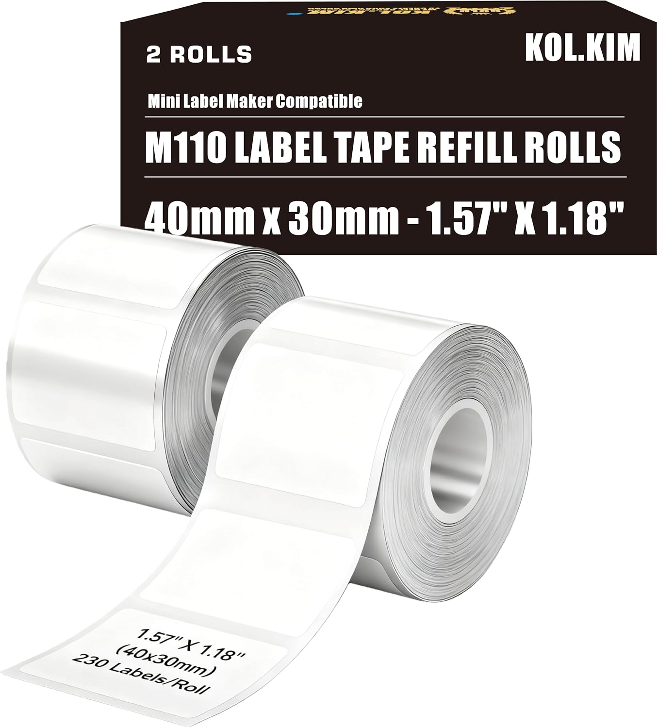 M110 Thermal Labels for Phomemo M110 Printer Paper M220 Labels for Phomemo Label Printer Paper Print Master Ponek M100 CLABEL 221B Label Refill 40x30mm 1.57"x1.18" White 2 Rolls