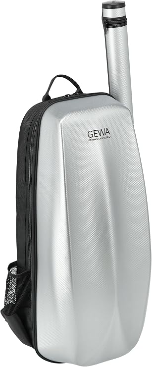 GEWA Space Bag Silver with Bow Case - Violin Case/Backpack for 4/4 - 3/4 Violins - Polycarbonate Outer Cover - Ergonomic Back - Accessory Compartments