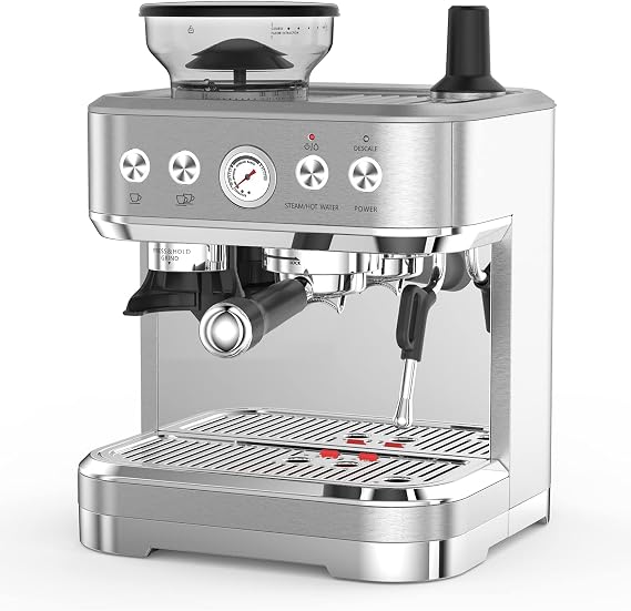 Aptliton Espresso Machine Latte & Cappuccino Coffee Maker With Integrated Bean Grinder 2.3 L Water Tank 15 Bar Italian Pump With Milk Frother