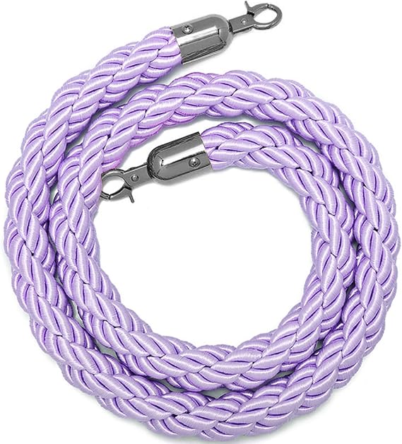 Metal Geçmeli Kancalı Dokuma Pembe Kalabalık Kontrol Bariyeri - 90 cm Mor Kuyruk Direkleri Tiyatrolar ve Etkinlikler için Mükemmel Mor ve Siyah Kancalar İçerir