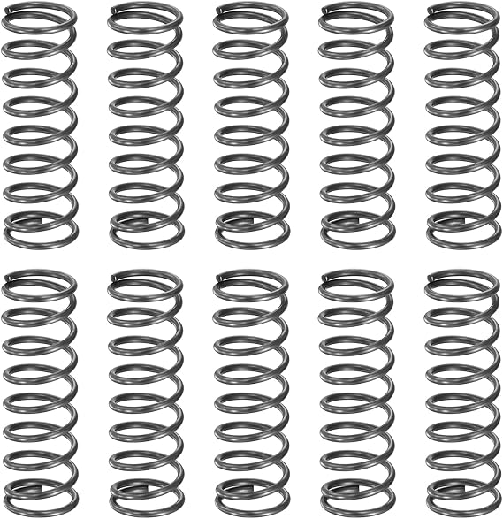 sourcing map 10Pcs Compression Spring, 8mm OD, 0.8mm Wire Size, 25mm Free Length, Spring Steel Construction Extended Mechanical Compression Springs for Shop and Home Repairs, Silver Tone