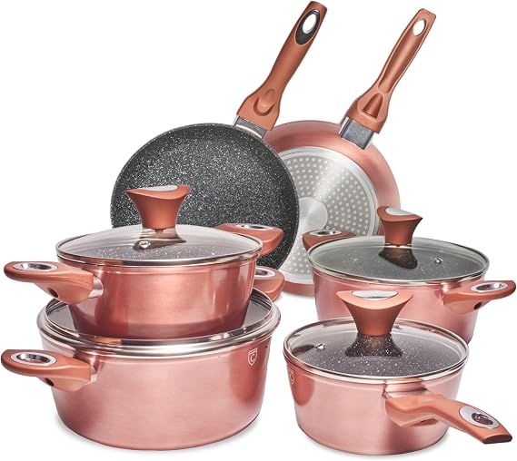 15-Piece Saucepan Set with Non-Stick Coating - Cooking Pot Set with Lid - Induction Pots & Pans Set for All Hobs - Cookware for Gas Stoves and Ceramic Hobs