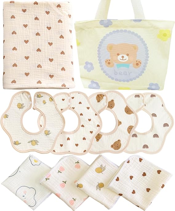 Baby Gift Set - Baby Shower Set for Girls and Boys - Celebration Baby Present - 10 Piece Set - Cotton