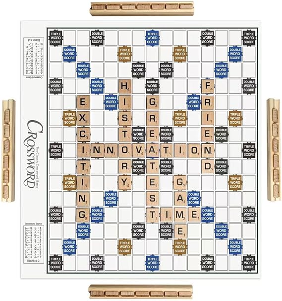 Crossword Board Game Classic Original Wooden Tiles Racks for Scrabble Adults Kids Ages 3+ Fun Family Games 2-4 Players
