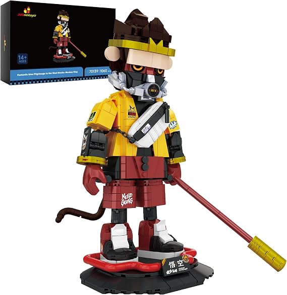JMBricklayer Monkey King Building Set 70139, Mech Warrior Armed Action Figure Display Model, MOC Creative Building Toys for Kids Adults, Collectible for Mecha Lovers (1060+ Pieces)