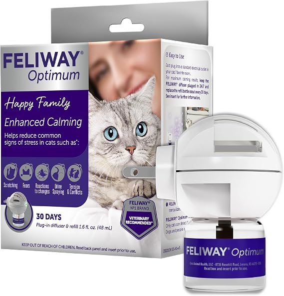 FELIWAY Optimum Cat Calming Pheromone Diffuser 30-Day Starter Kit 48mL Translucent