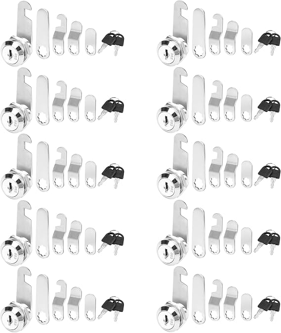 10 Pcs 16 mm Post Box Lock, Cam Locks with Keys, Cabinet Lock