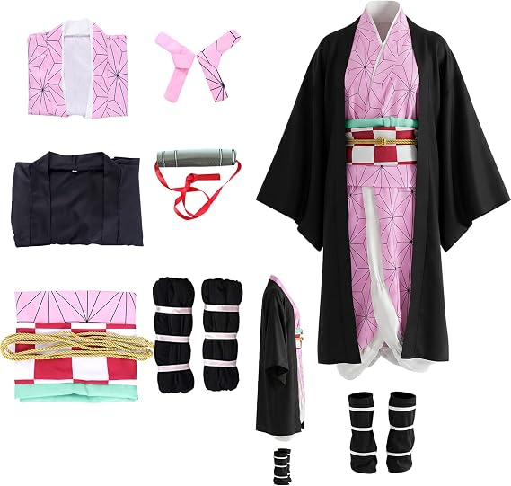 Formemory Ne-zuko Tan-jiro Cosplay Costume Outfit Set for Adults Kim-etsu Ne-zuko Kimono Halloween Costumes