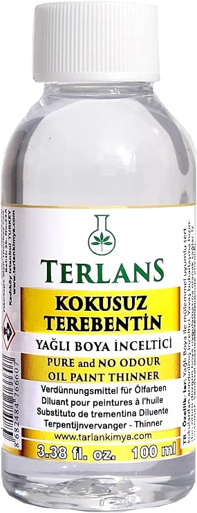 TERLANS Kokusuz Terebentin 100 ml | Yağlı Boya İnceltici | Kokusuz, Düşük Uçuculu Profesyonel Resim Malzemesi ve Atölye Kullanımı için