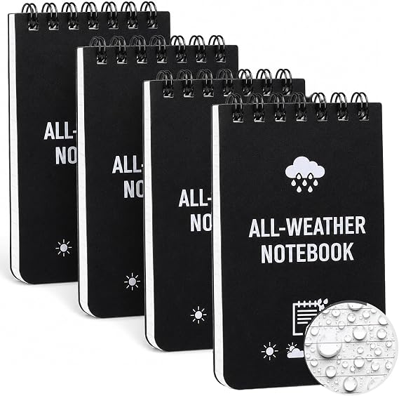 4 Pcs Waterproof Pocket Notebooks, 3 x 5 Inch Small Waterproof Notebook