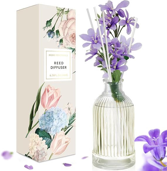 Reed Diffuser 200ml, Freesia Scented Oil Diffuser with 6 Sticks
