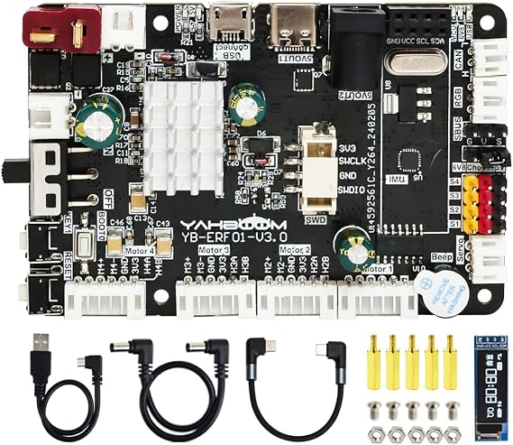Yahboom ROS2 Robot Control Board 3.0 Developed ROS2 Car Driver Extension IMU Raspberry Pi 5, with OLED Screen, Type C Cable, Supports Raspberry Pi 5 Power Supply