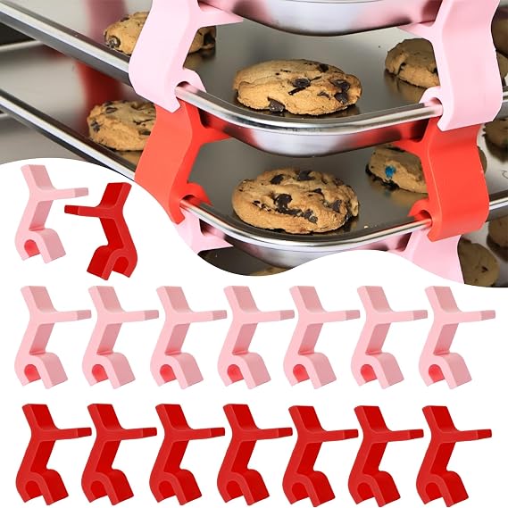 16pcs Baking Sheet Stackers - Saving Harvest Tray Stackers Accessories, Baking Sheet Stacking Clips, Cookie Tray Stacker Clips for Freeze Dryer Trays Kitchen Picnic BBQ (Valentine's Day)