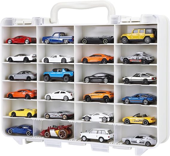 Saichotoy Storage Case for Hot Wheels, 48-Slot Carrying Display Case, Beige