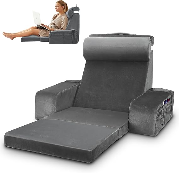 Reading Pillow for Adults, Back Support Cushion with Arms for Bed Sitting Up, Backrest Chair for Sitting in Bed, Full Support Wedge Cushion Beds Rest Pillow for Watching TV, Gaming in Beds Sofa Floor