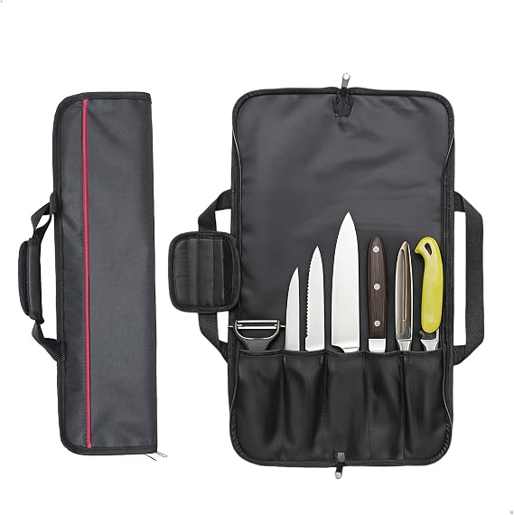 Kitchen Knife Case, Knife Bag, Portable Bag for Kitchen Knives, Bags for Knives and Spoons, Kitchen Knives for Camping and Hiking, Black