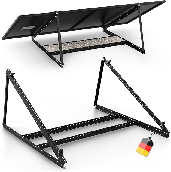 Solar Panel Bracket Black, 0% VAT, Aluminum, 118 cm, 0-90° Angle, Balcony Power Station Bracket, Solar Panel Bracket for Flat Roof, Garage, Freestanding