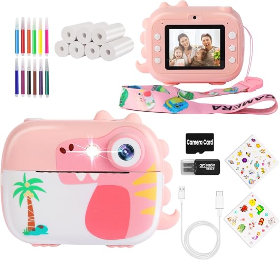 ARNSSIEN kids camera instant print, 7 Rolls Paper, 1080P, 2.4" Screen