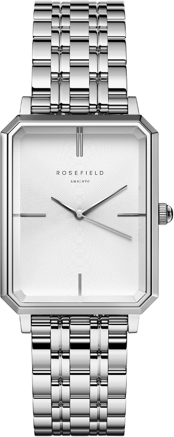 Rosefield Octagon Black Sunray Black Leather Gold with a Black Dial and a 23 x 29mm Gold Case OBSBG-O49 Leather