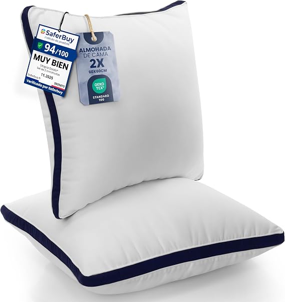 Utopia Bedding Pillow, 60 x 60 cm, Pack of 2, Microfibre, Navy Blue