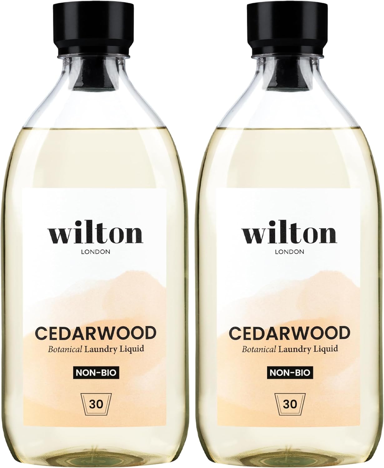 Wilton London Eco Friendly Cedarwood Laundry Liquid 28 Washes - Non-Bio - Plant-based Biodegradable Laundry Detergent - Packed with Essential Oils - Made in UK - 1 Litre Pack of 2