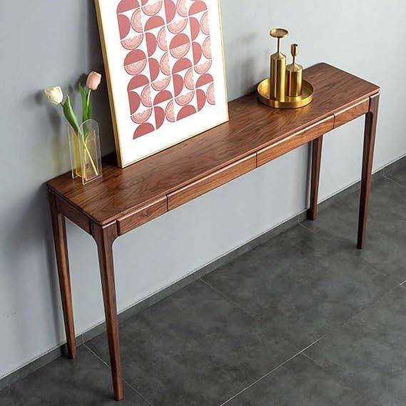 Farmhouse Console Table with 2 Drawers - Narrow Entryway Table, Rustic Wooden Sofa Table for Living Room and Hallway (55.1in) - Stylish & Functional Furniture