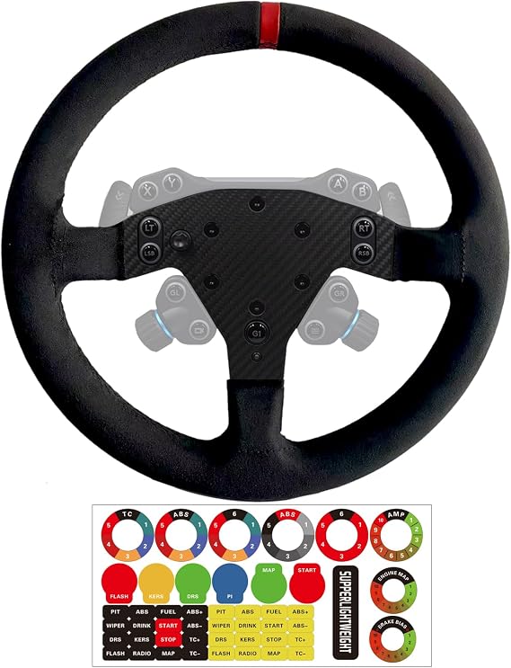 Replace 13 inch lightweight Original Suede Steering Wheel For Logitech G RS50 System Wheel base; For Logitech G RS 50 PRO Base Mod Round Racing Wheel On Xbox/PS5/PS4/PC GT3 GT4 Game