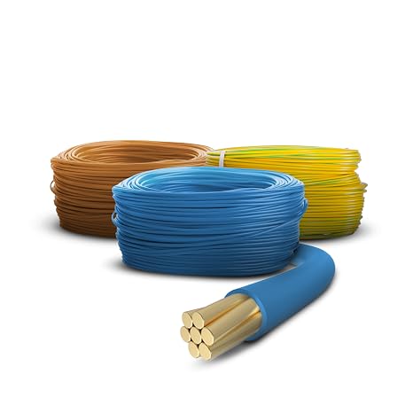 Primes DIY 2.5mm Single Core Conduit Cable, 6491X Copper PVC Earth Wire, BASEC Approved – Blue & Brown & Yellow/Green(1 Meter)