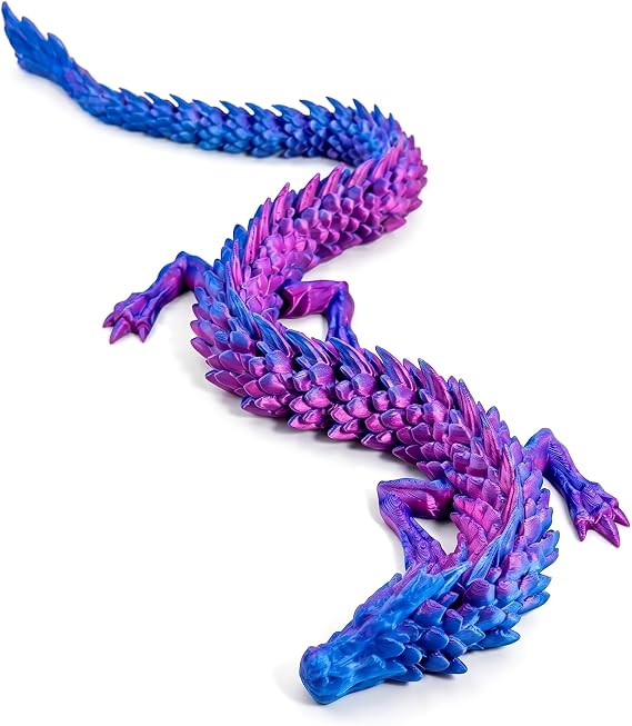 3D Printed Dragon Figurine, Poseable Dragon Model, Flexible Body