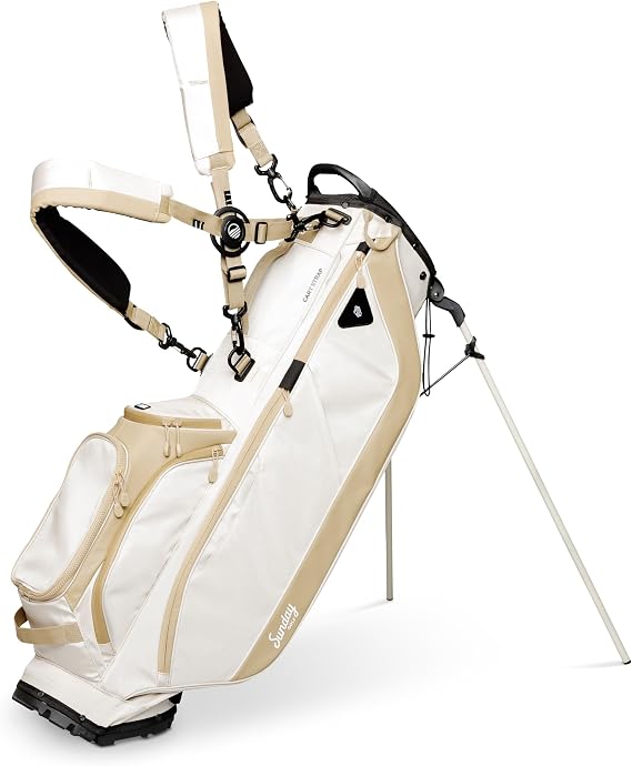 Sunday Golf Ryder Stand Bag: Lightweight Golf Bag, 2.2kg (4.9 lbs), Features Waterproof Zippers, 7 Spacious Pockets, Touch Fastner Holder and Rain Hood. Ideal Golf Stand Bag for Up to 14 Clubs