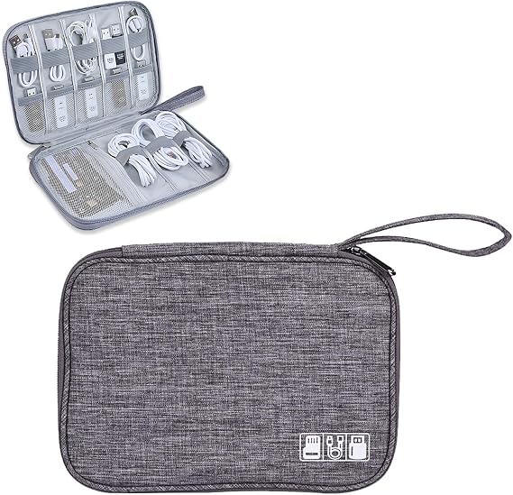 YUNYU Electronics Accessories Organizer Bag, Carry Travel Gadget Bag, Electronics Accessories Bag, Bag Travel Electronics, for USB Cable Drive(Grey)