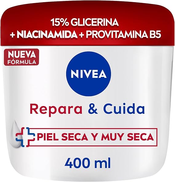 NIVEA Repair & Care Body Moisturizer, Face & Hand Cream (1 x 400 ml), 72 h Moisturizer with Glycerin and Pure Vitamin E, for Dry and Very Dry Skin