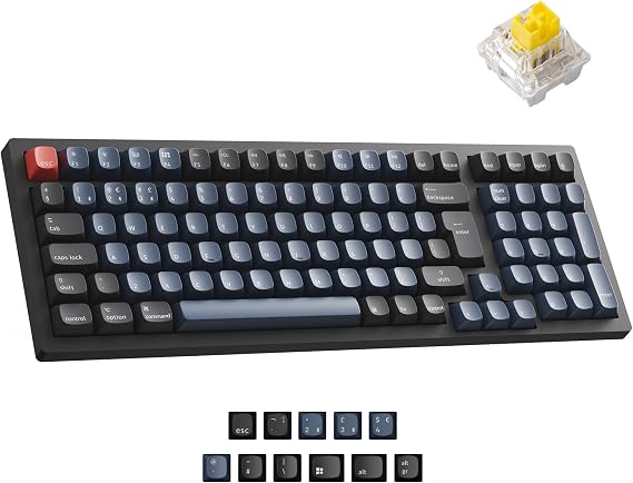 Keychron K4 Pro Custom Wireless Mechanical Keyboard - Banana Switch RGB Backlit, QMK/VIA Programmable, Bluetooth/USB-C Connectivity, 96 Keys Hot-swappable for Office & Gaming (UK Layout) - Black