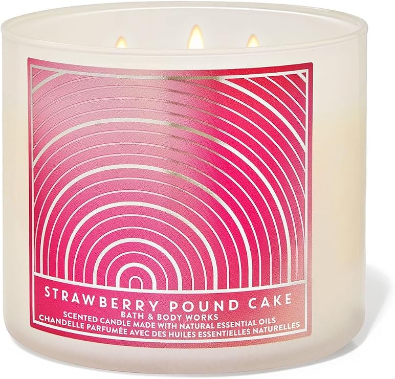 White Barn Bath and Body Works Strawberry Pound Cake 3 Wick Scented Candle 14.5 oz / 411 g