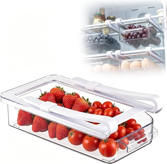 Removable Fridge Drawer Organizer with Handle, 24 x 12 x 5.5 cm