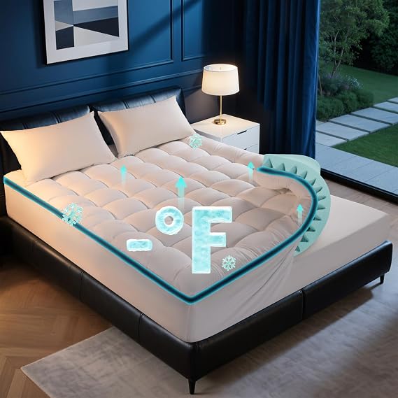 4 Inch Dual Layer Memory Foam Mattress Topper Full Size - 2 Inch 1000GSM Soft Pillow Top Mattress Pad & 2 Inch 5-Zone Egg Crate Cooling Gel Memory Foam for Back Pain with 6-18" Deep Pocket(54"x75")