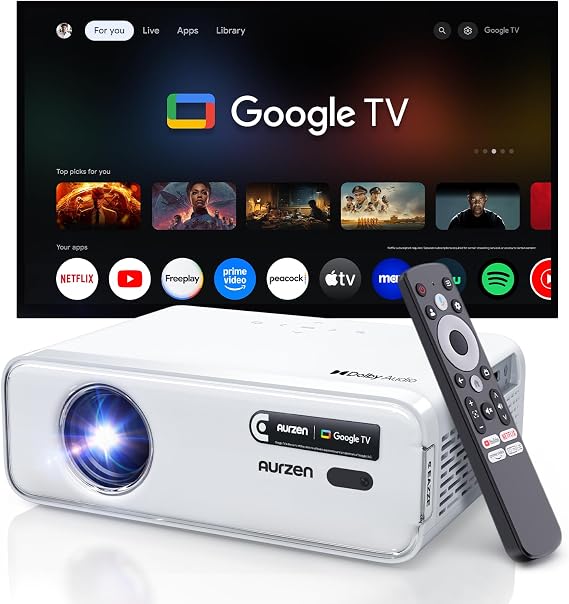 Aurzen Eazze D1G Projector with Google TV & Dolby Audio - for Home Cinema