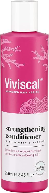 Viviscal Strengthening Conditioner, for Naturally Thicker & Fuller Looking Hair, Moisturising Hair Conditioner with Biotin, Keratin Marine Collagen, All Types (250ml), White, Pack Of 1, 250 ml