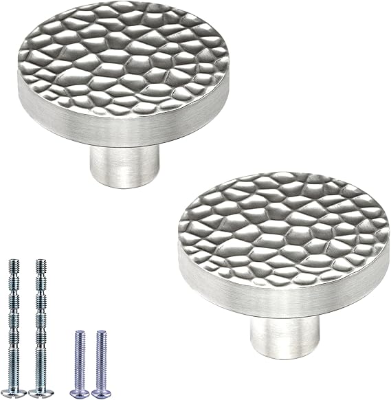 Silver Cabinet Knobs, 2pcs Zinc Alloy Drawer Knob Round Cabinet Kitchen Handle Silver Door Dresser Knob for Kitchen Cupboard Door
