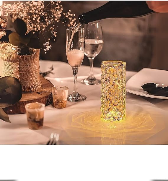Kristal Elmas Led Dokunmatik Sensör Usb Şarjlı Masa Lambası RGB Gece Lambası [Enerji Sınıfı A]