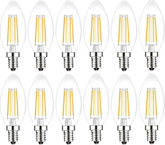 E14 Led SES Candle Light Bulb Dimmable,Small Screw,4W Equivalent 40W, Warm White 2700K,400Lm,Pack of 12 [Energy Class A]