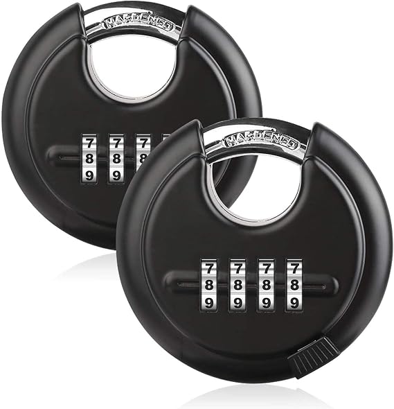 DAYGOS Padlocks with Code, Outdoor Disc Combination Pad Lock (Black, 2pcs)