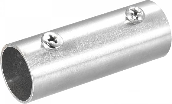 sourcing map Rail Pipe Fitting 2-Way 60mm Length 202 Stainless Steel Straight Connector Brushed for 20mm/0.78" OD Handrail Railing