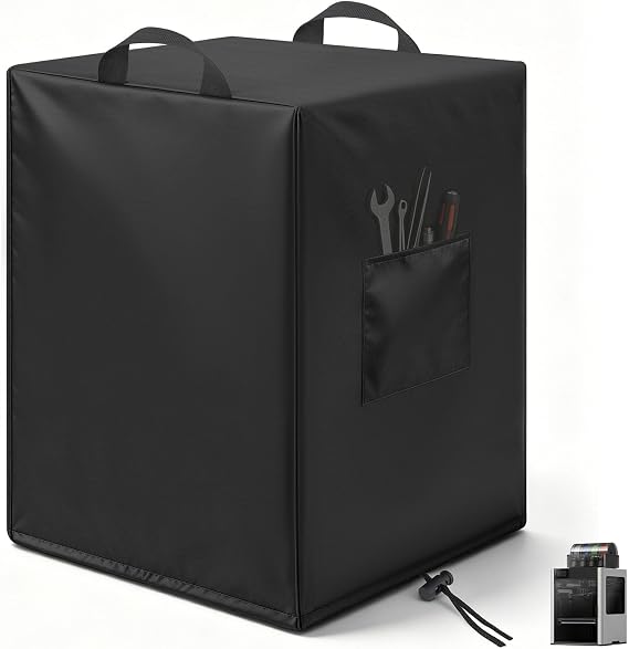 3D Printer Dust Cover for Bambu Lab H2D/H2D PRO/H2S/H2C+AMS, 420D Oxford Fabric Printer Cover with Side Tool Pocket & Drawstring Bottom, Water-Resistant Indoor Storage Cover, Black