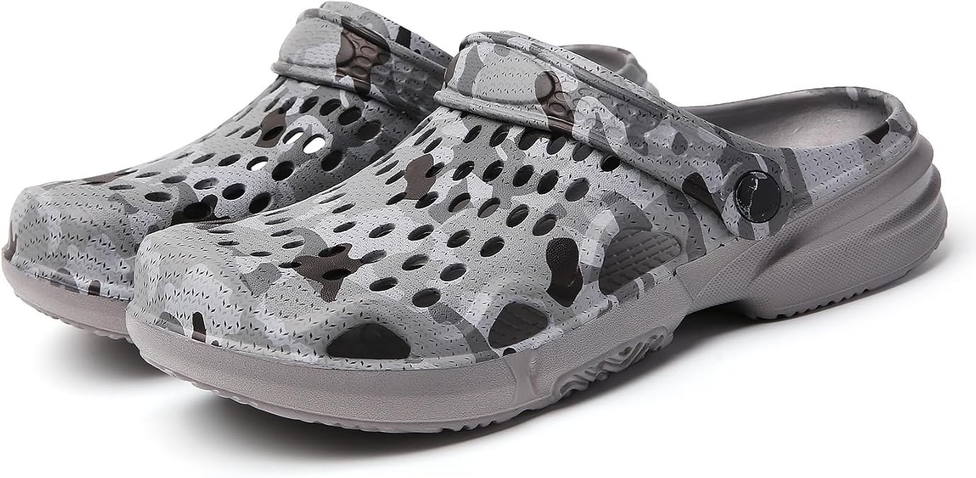 Men's Camouflage Garden Shoes Summer Sandals Lightweight Mules for Beach Garden and Leisure Size 41-47