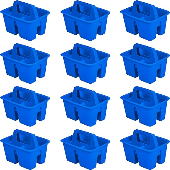 Storex Mini Classroom Caddy, Multipurpose Classroom Organizer with Handle, Blue, 12-Pack (01062U12C)