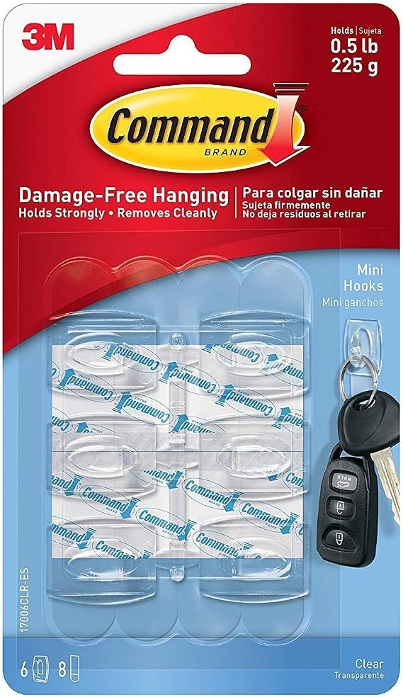 Command Strips 17006CLR Clear Mini Command Hooks 6 Count