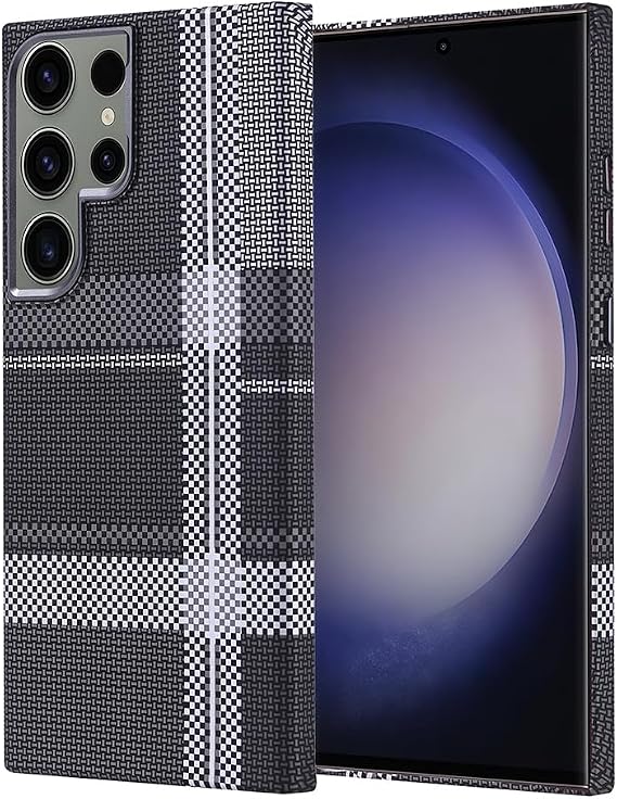 Case Compatible with Kilifplus Samsung Galaxy S23 Ultra Carbon Fiber Look Next Cover with Magsafe Charging Feature [Fully Compatible, Carbon Fiber Look]] - Gray-Black